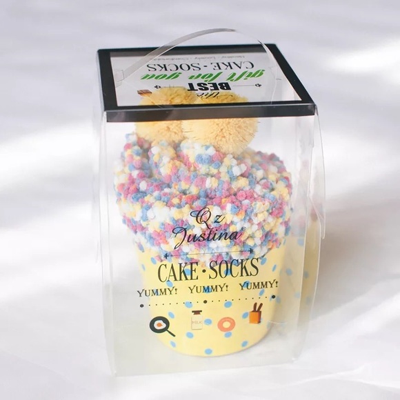 Cupcake socks yellow soft plush womens winter home - Picture 1 of 5